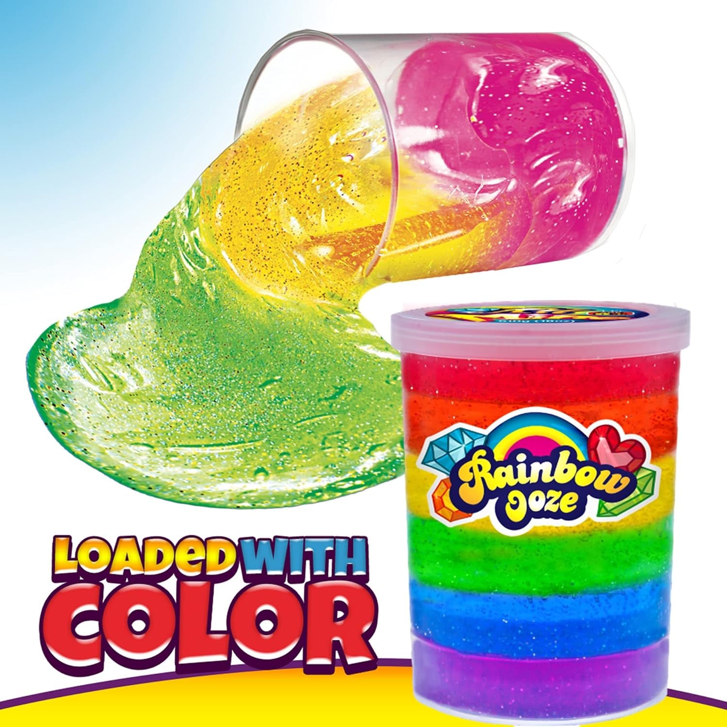 Ja-Ru Rainbow Putty Slime Kit Neon Glitter Colors