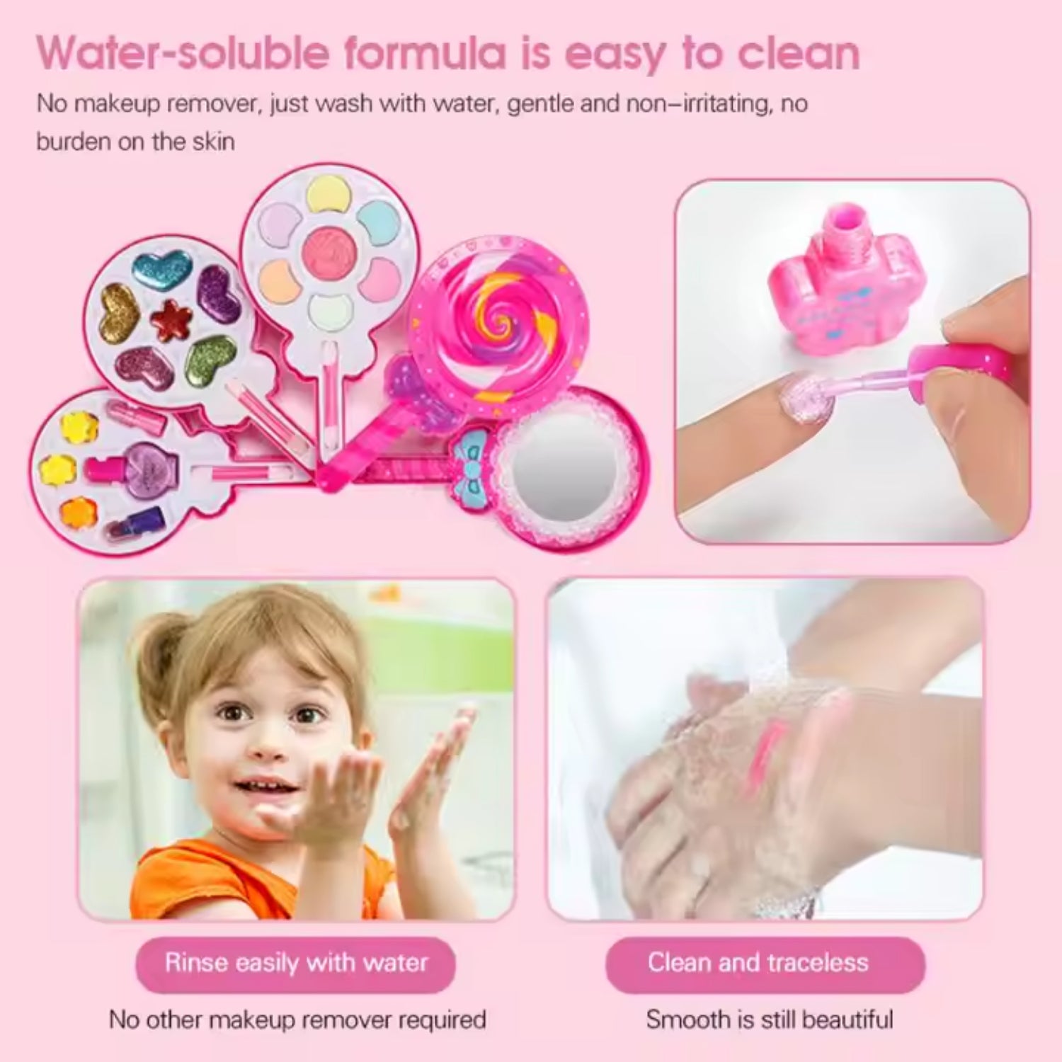 Glam Kidz Fashion Washable Makeup Toys Lollipop Cosmetic Toy Girl Gift Box Kids Real Make Up Kit for Girls