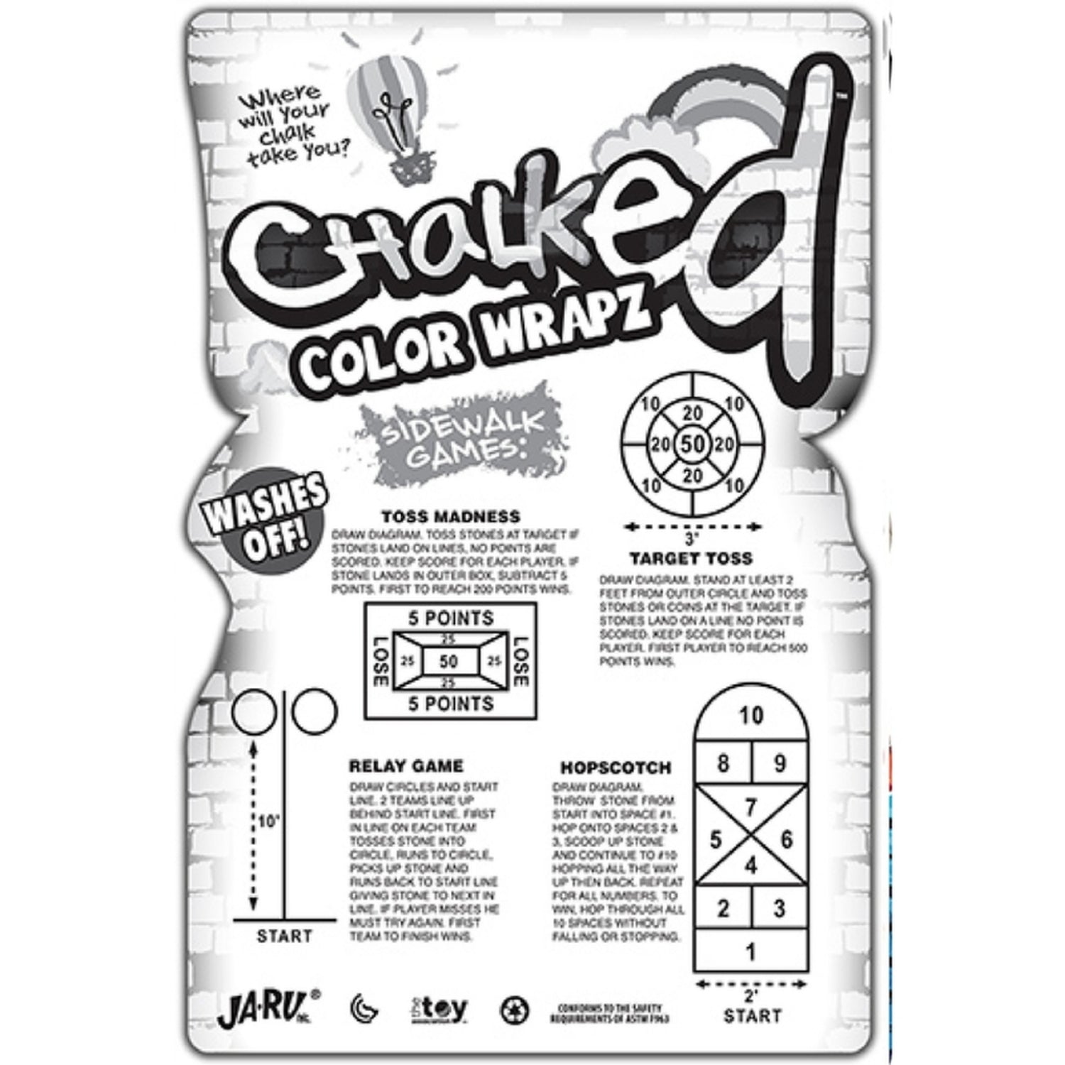 Ja-Ru Wrapz Sidewalk Chalk, Multi Color - 4 Pieces