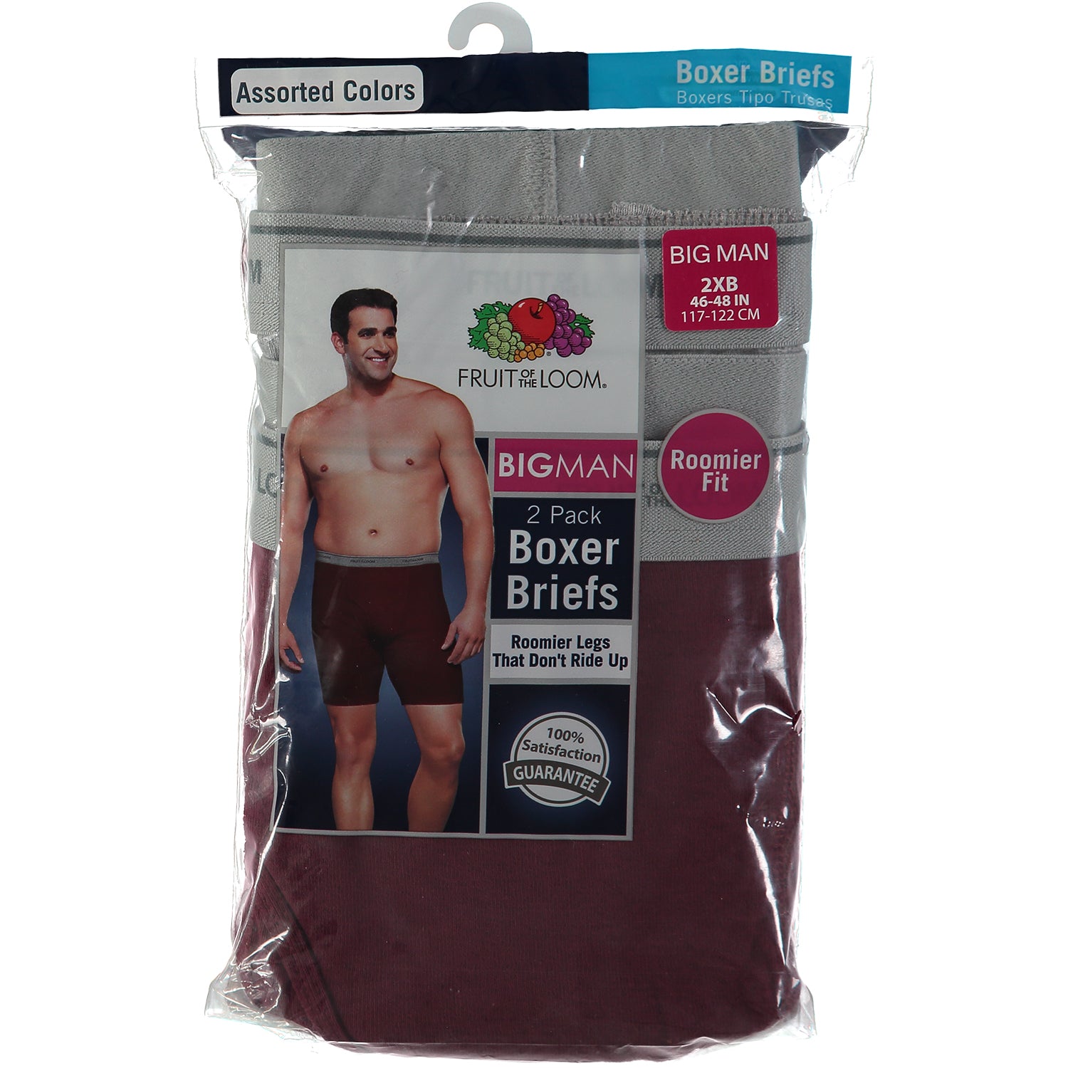 Fruit of the Loom Mens Boxer Brief, Assorted Colors, 2-Pack