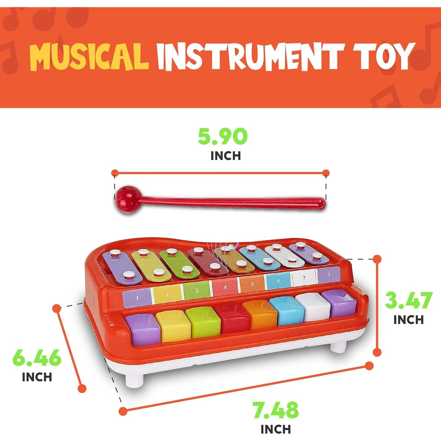 Lollipop Mini Explorers 2 in 1 Xylophone Piano Toy