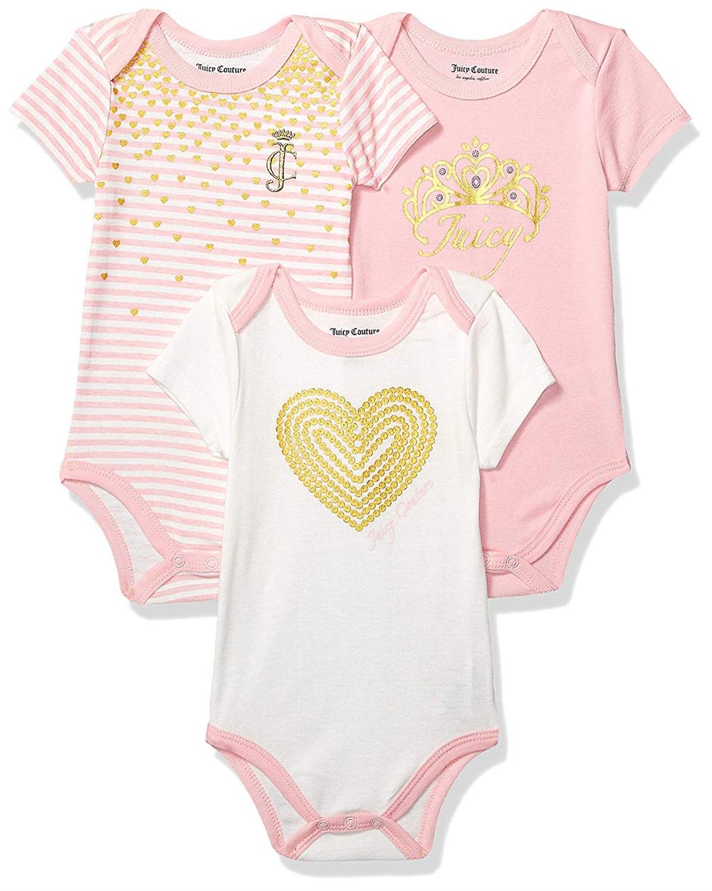 Juicy Couture Girls 0-9 Months 3 Pack Juicy Bodysuit