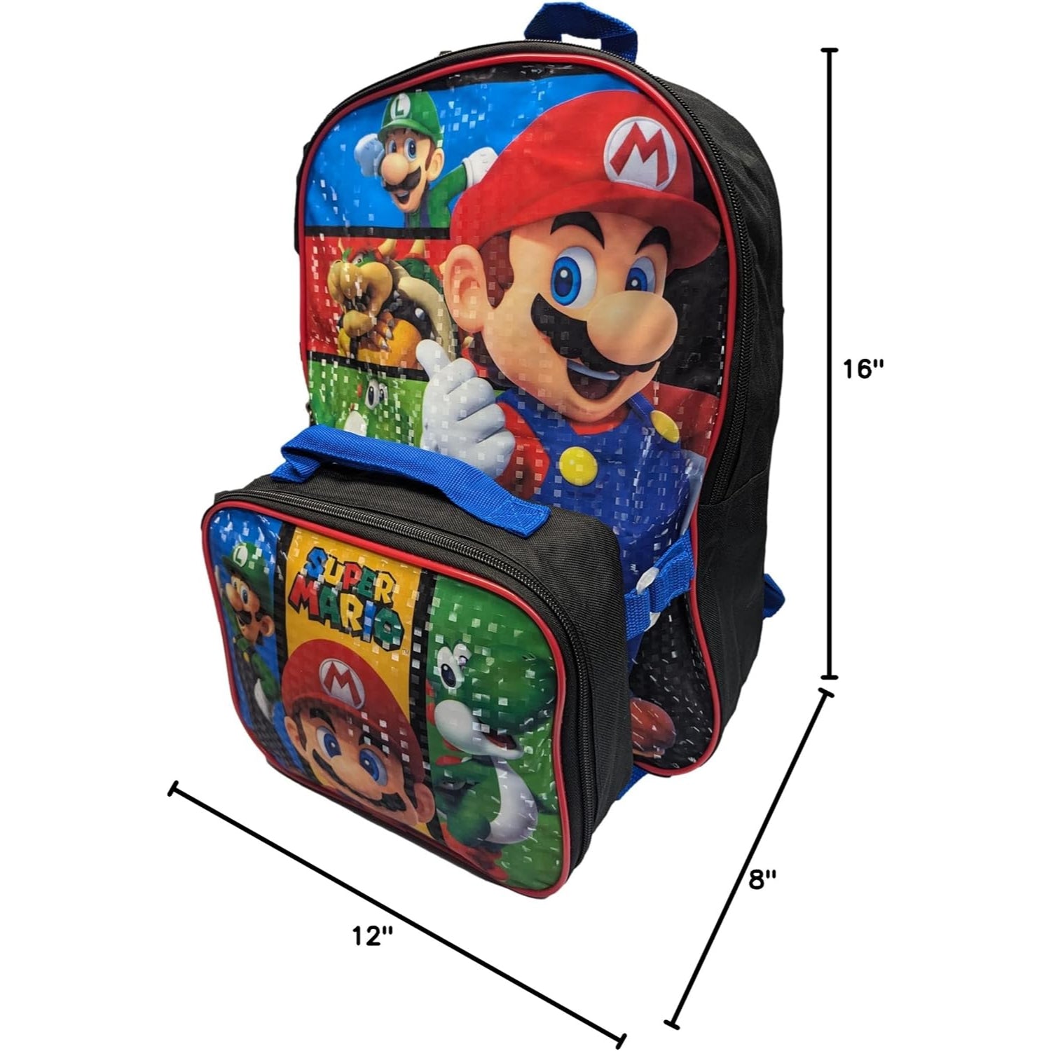 Bioworld Nintendo Super Mario Brothers Backpack & Detachable Lunch Bag Set