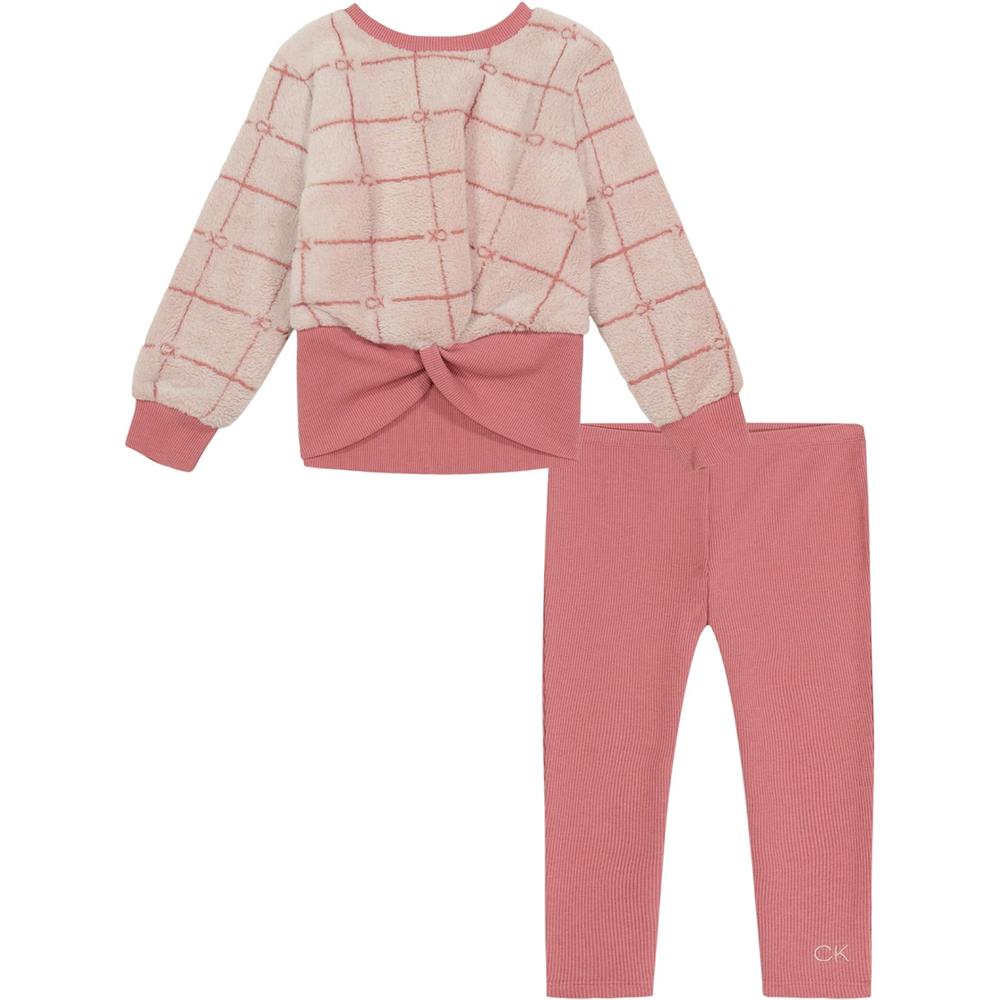 Calvin Klein Girls 7-16 Plaid Knot Top Legging Set