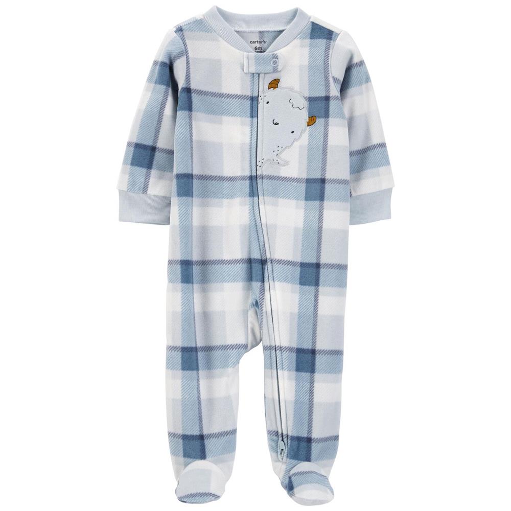 Carters Boys 0-9 Months Plaid Monster Fleece Sleep and Play