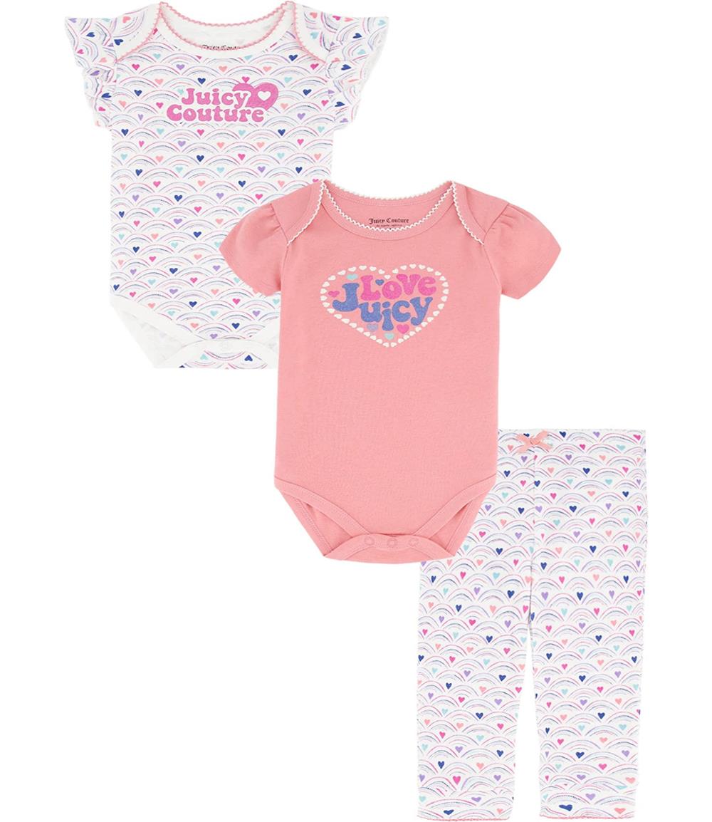 Juicy Couture Girls 12-24 Months 3-Piece Bodysuit Pant Set