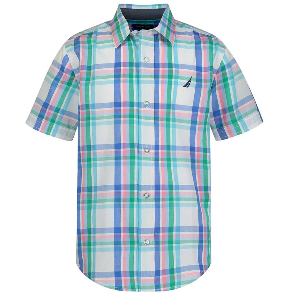 Nautica Boys 8-20 Short Sleeve Plaid Woven Shirt