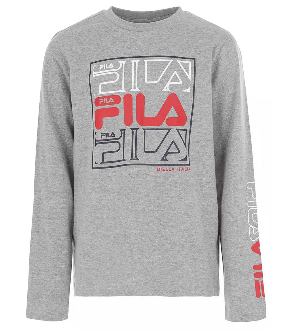 FILA Boys 8-20 Long Sleeve Stacked Box Logo Graphic T-Shirt