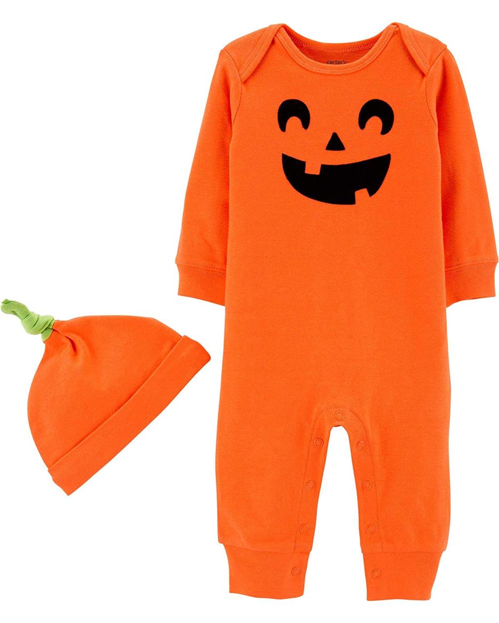 Carters Boys 0-24 Months Pumpkin Coverall Hat Set