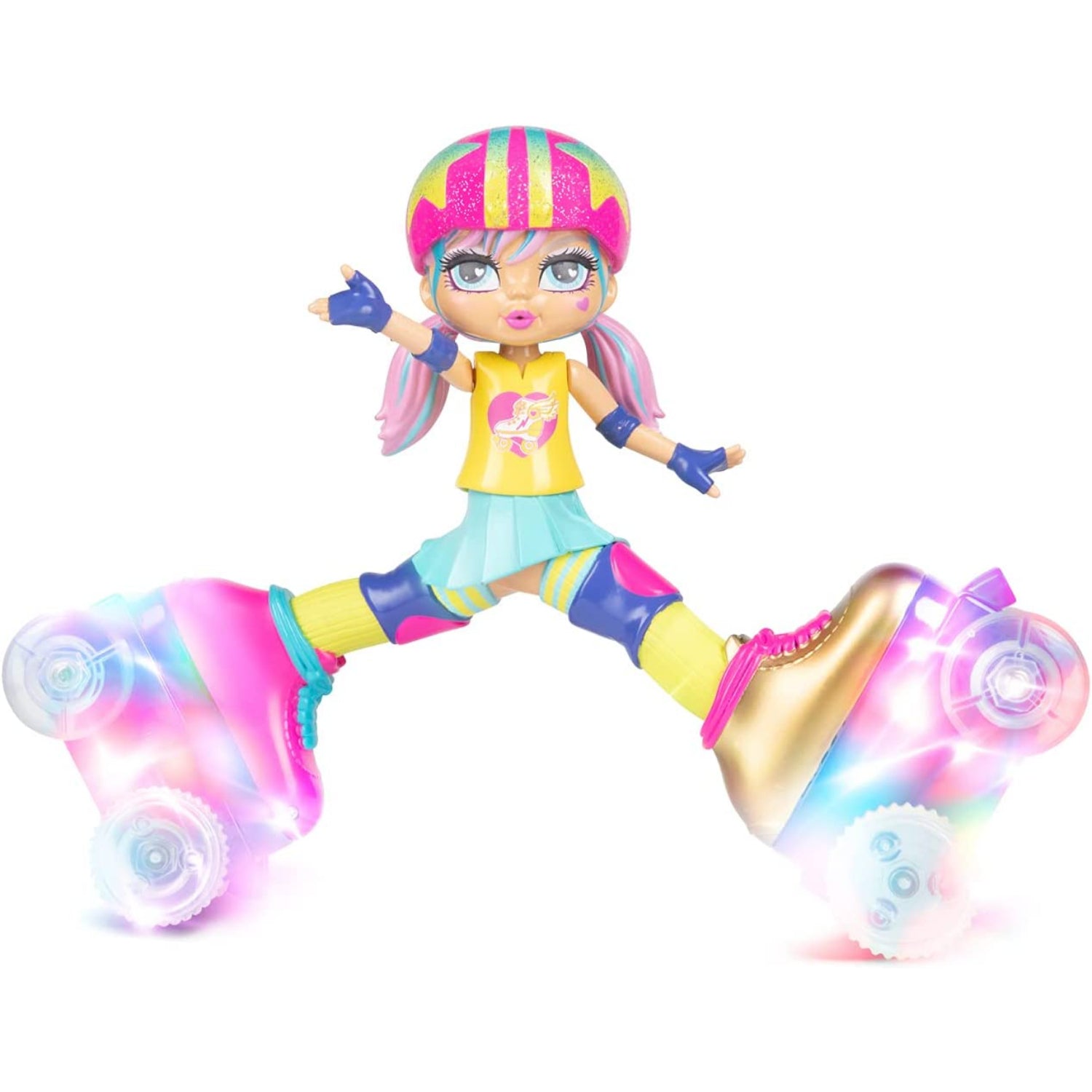 Rock N Rollerskate Doll Rainbow Riley Light Up Remote Control Rollerskating Doll