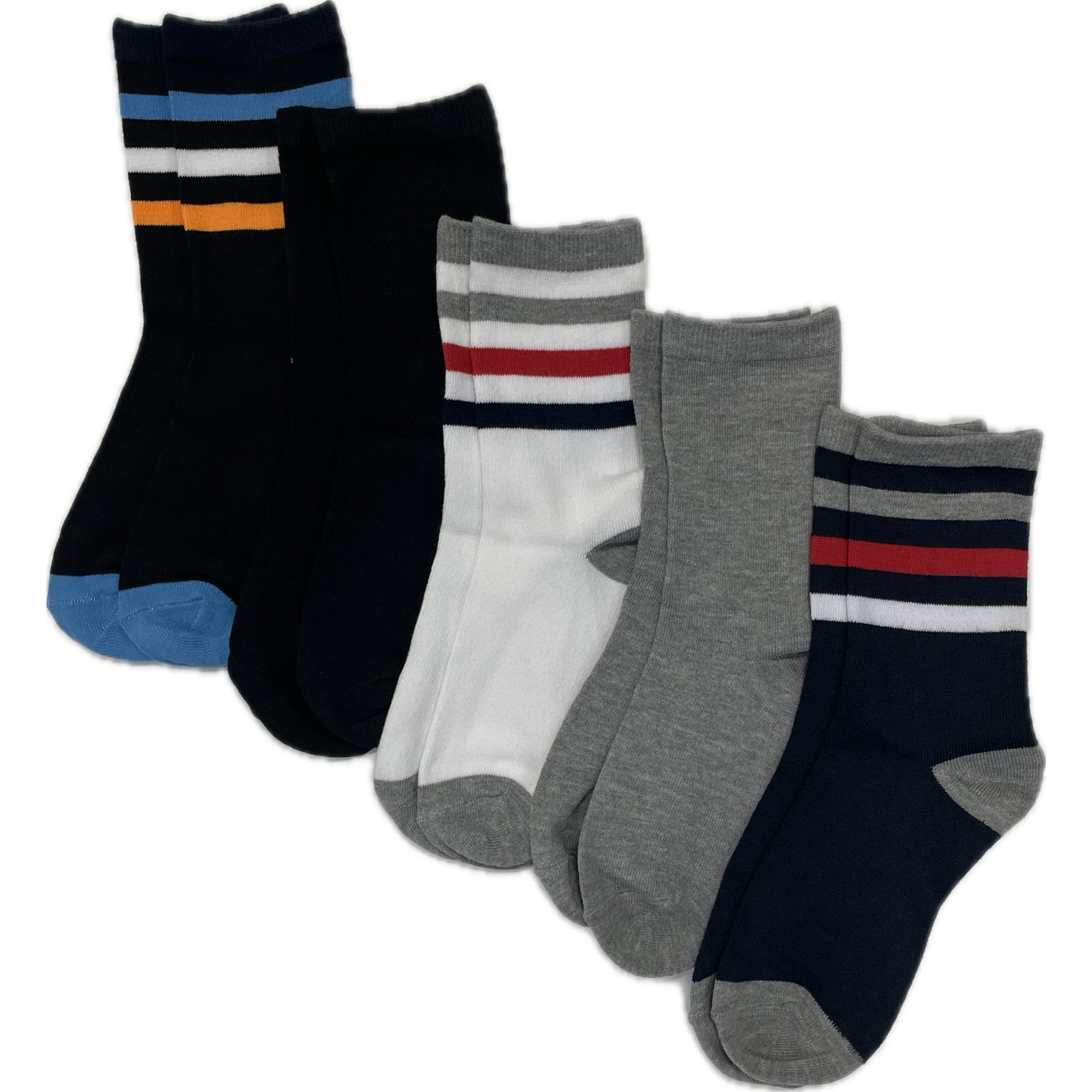 Winners Choice Boys 5 Pack Fashion Stripe Crew Sock