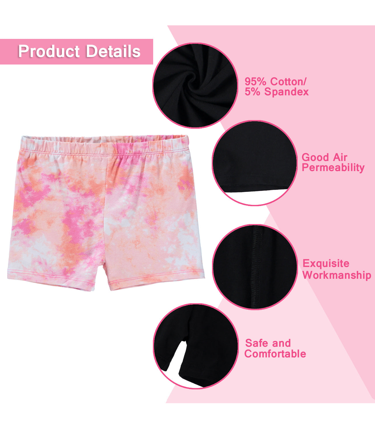 Cyndeelee Girls 7-14 Cotton 7-Pack Bralette Sports Bra & Matching Play Shorts