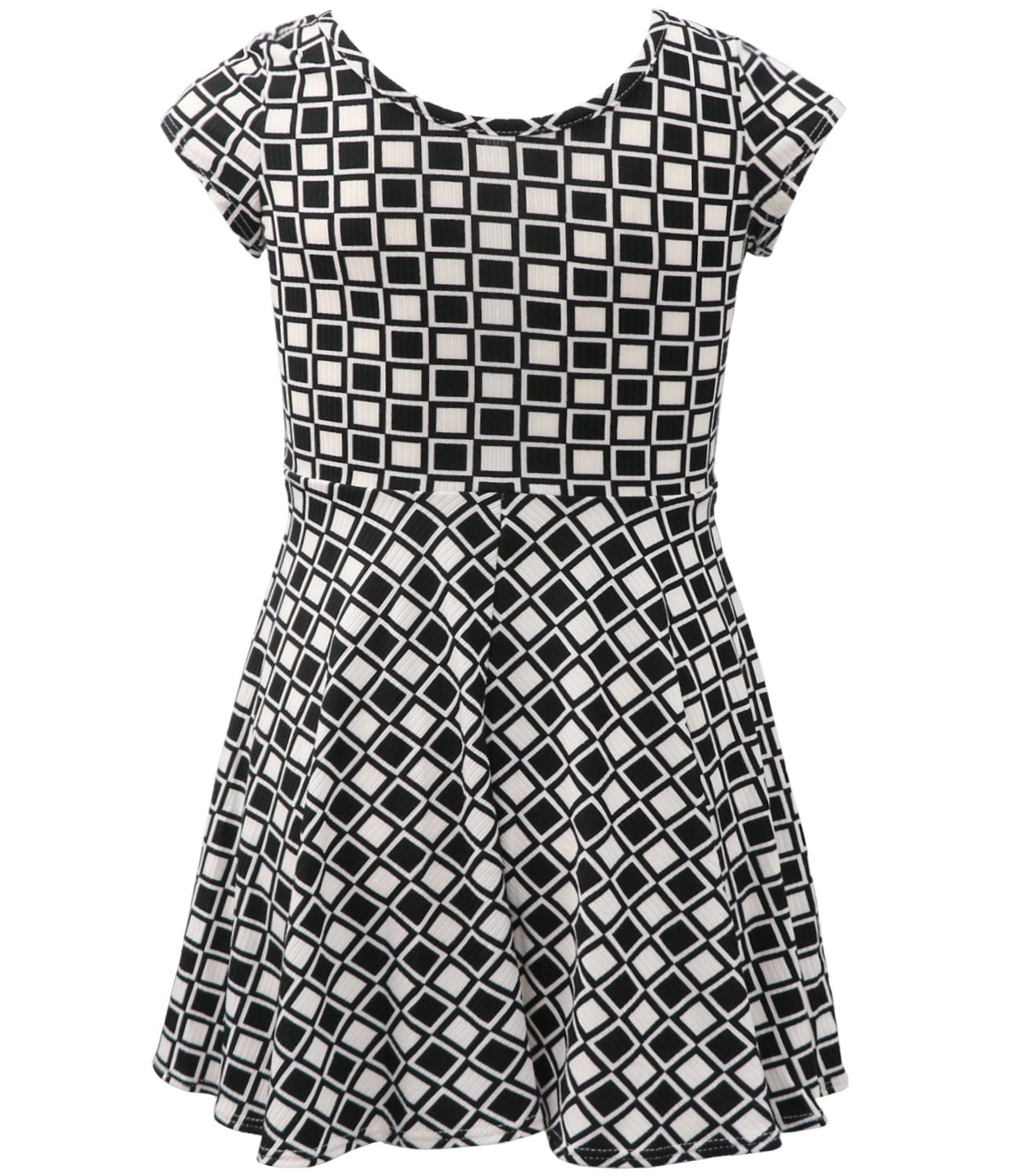 Cyndeelee Girls 4-16 Short Sleeve Ribbed-Knit Skater Dress