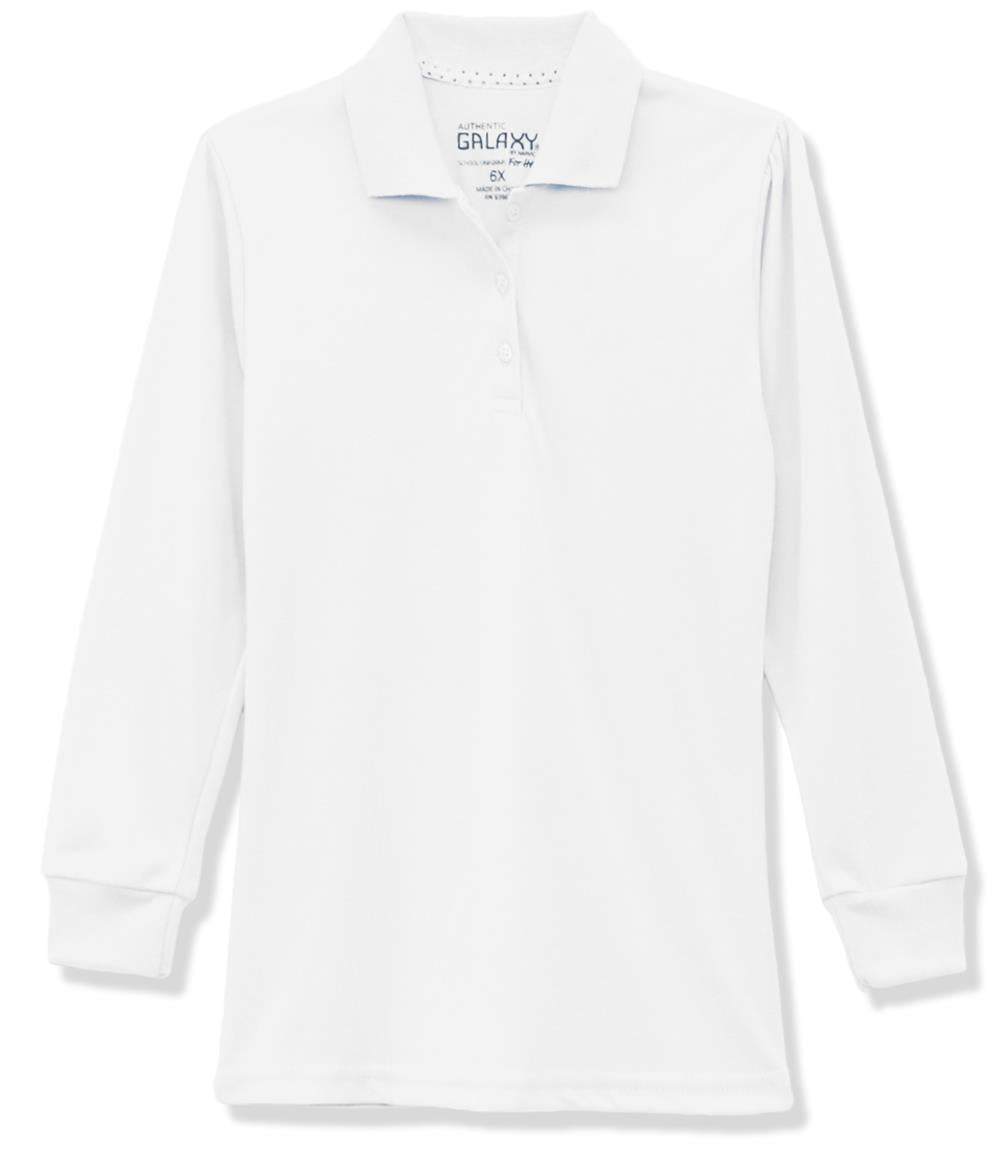 Galaxy Girls 7-20 Long Sleeve Polo School Uniform Shirt