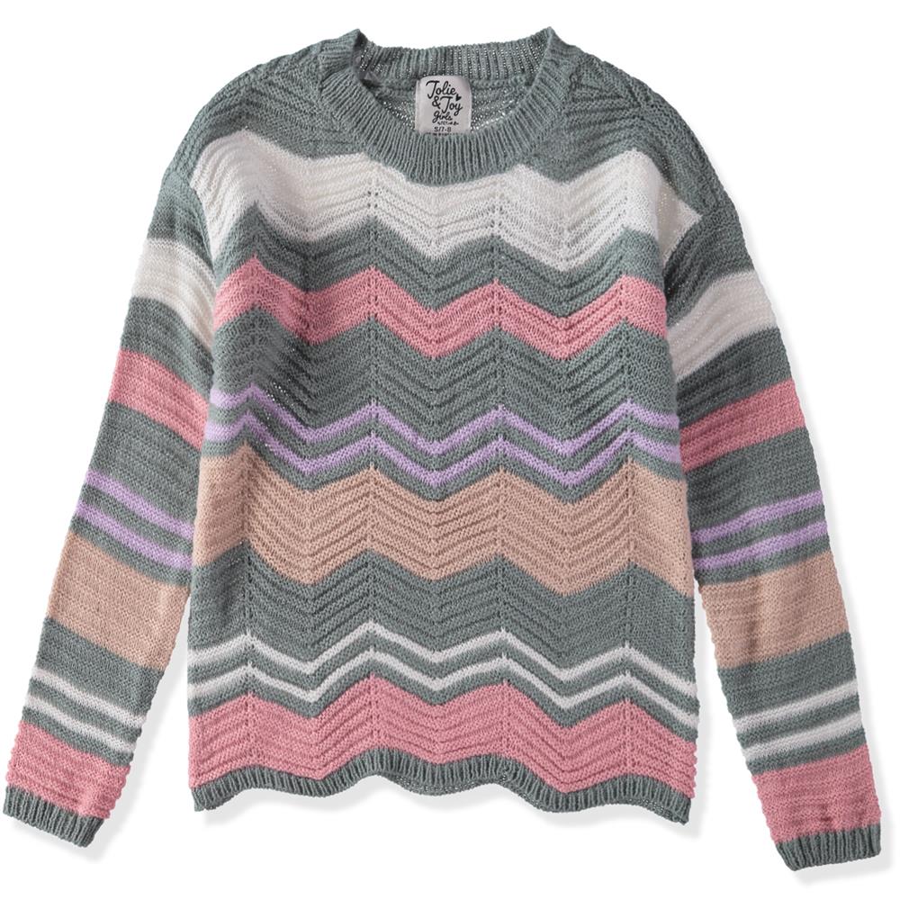 Jolie & Joy Girls 7-16 Long Sleeve Chevron Sweater