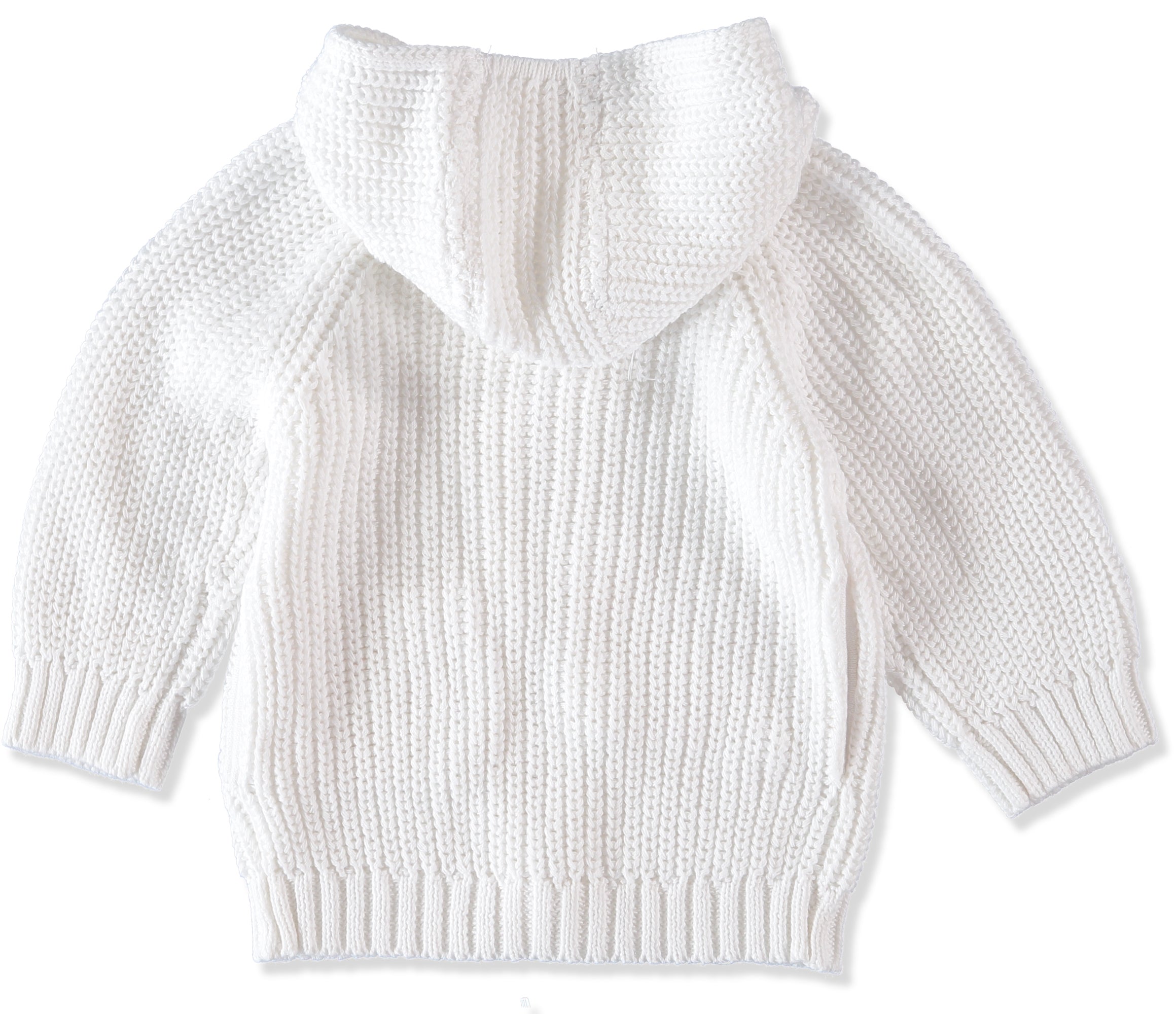 Baby Dove Hood Zip Cable Knit Sweater - White