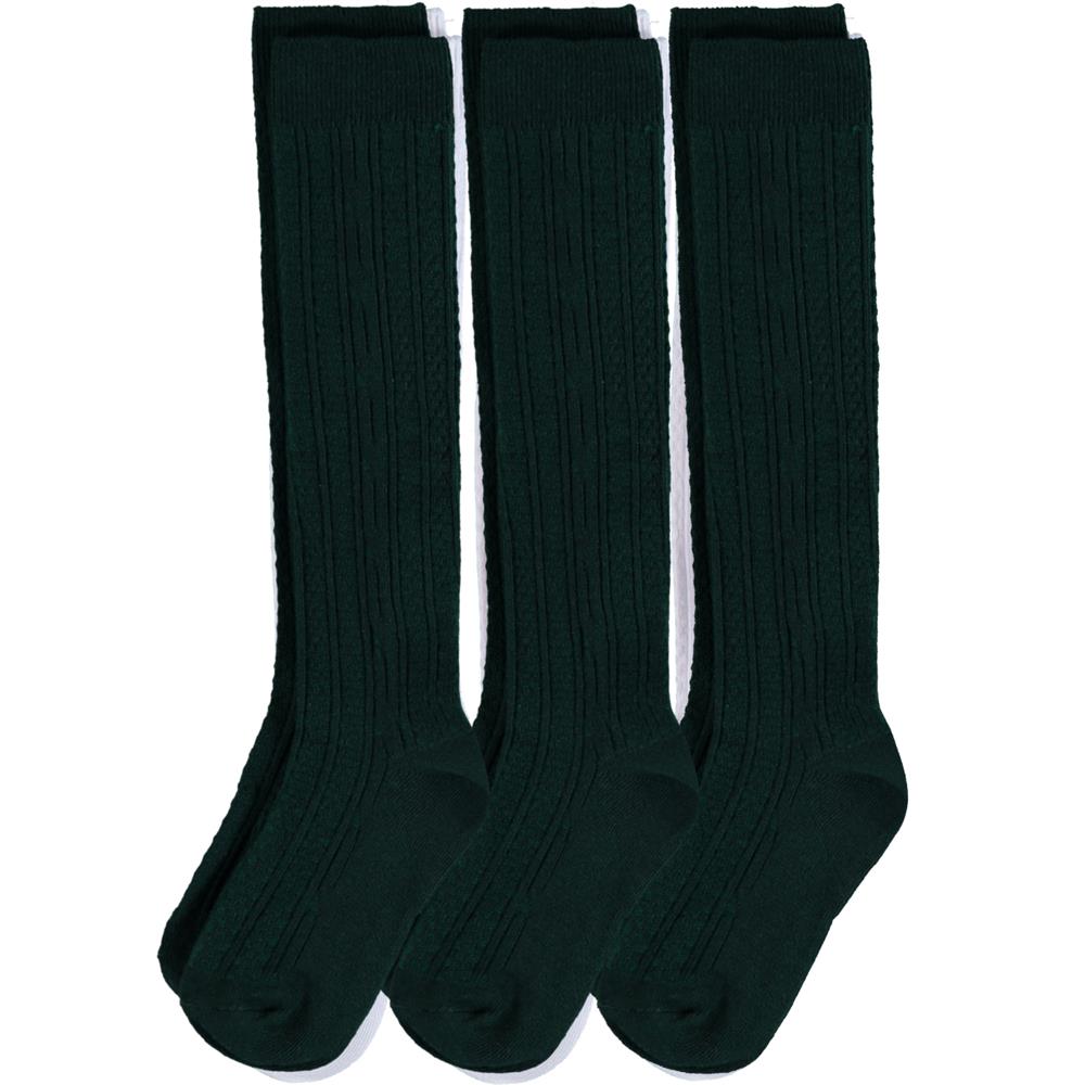 Piccolo Hosiery Girls Cable Knee High Socks 3-Pack