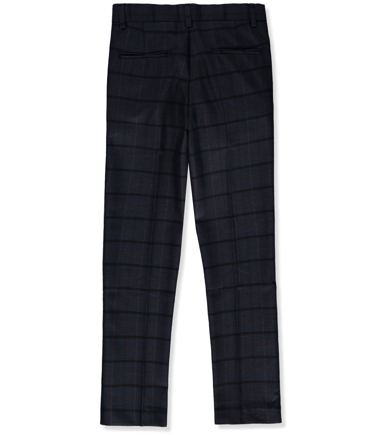 Leo & Zachary Boys 4-16 Adjustable Waist Slim Fit Rust Glen Plaid Dress Pant