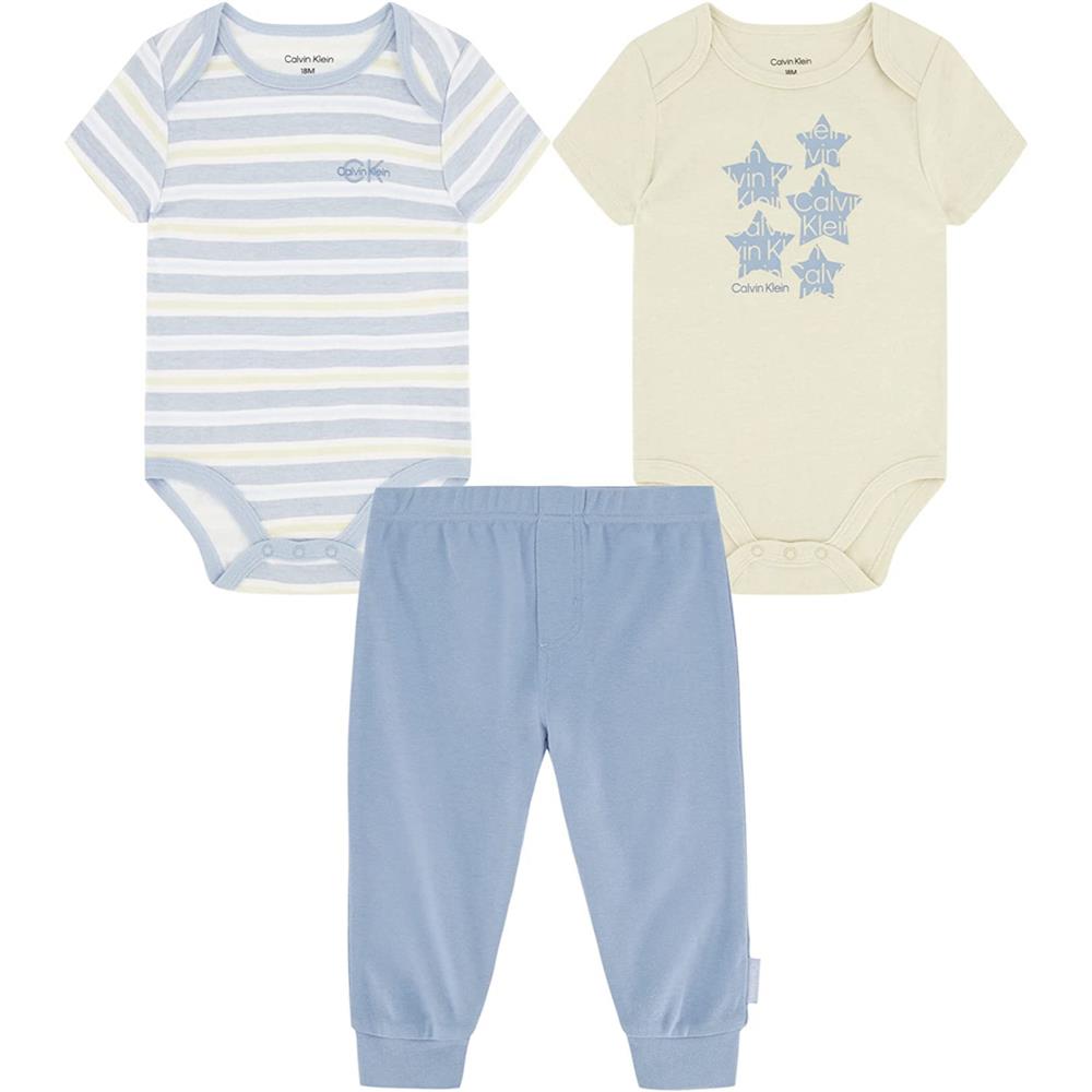 Calvin Klein Boys 0-9 Months Stripe 3-Piece Bodysuit Pant Set