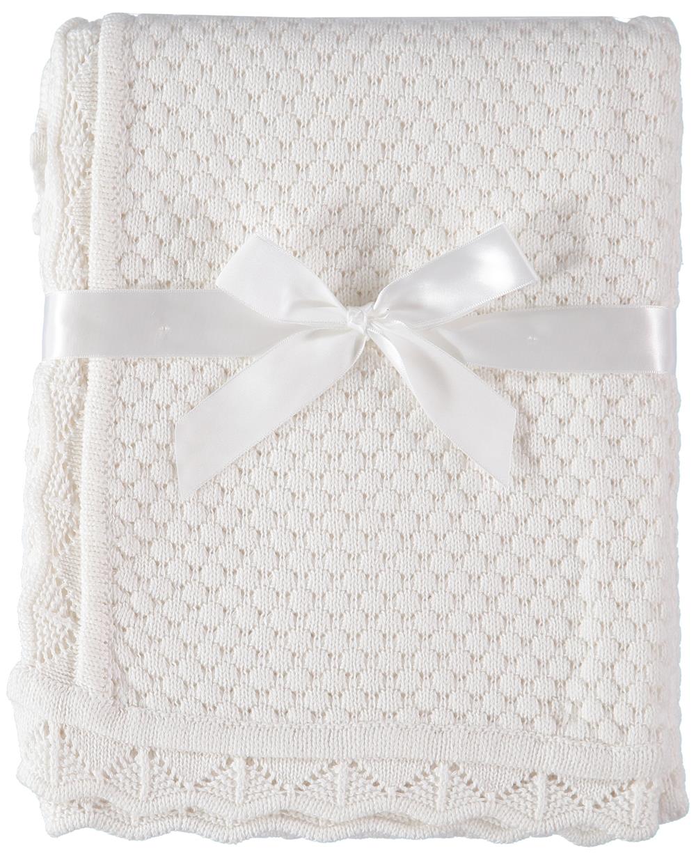 Baby Dove Popcorn Scallop Knit Blanket