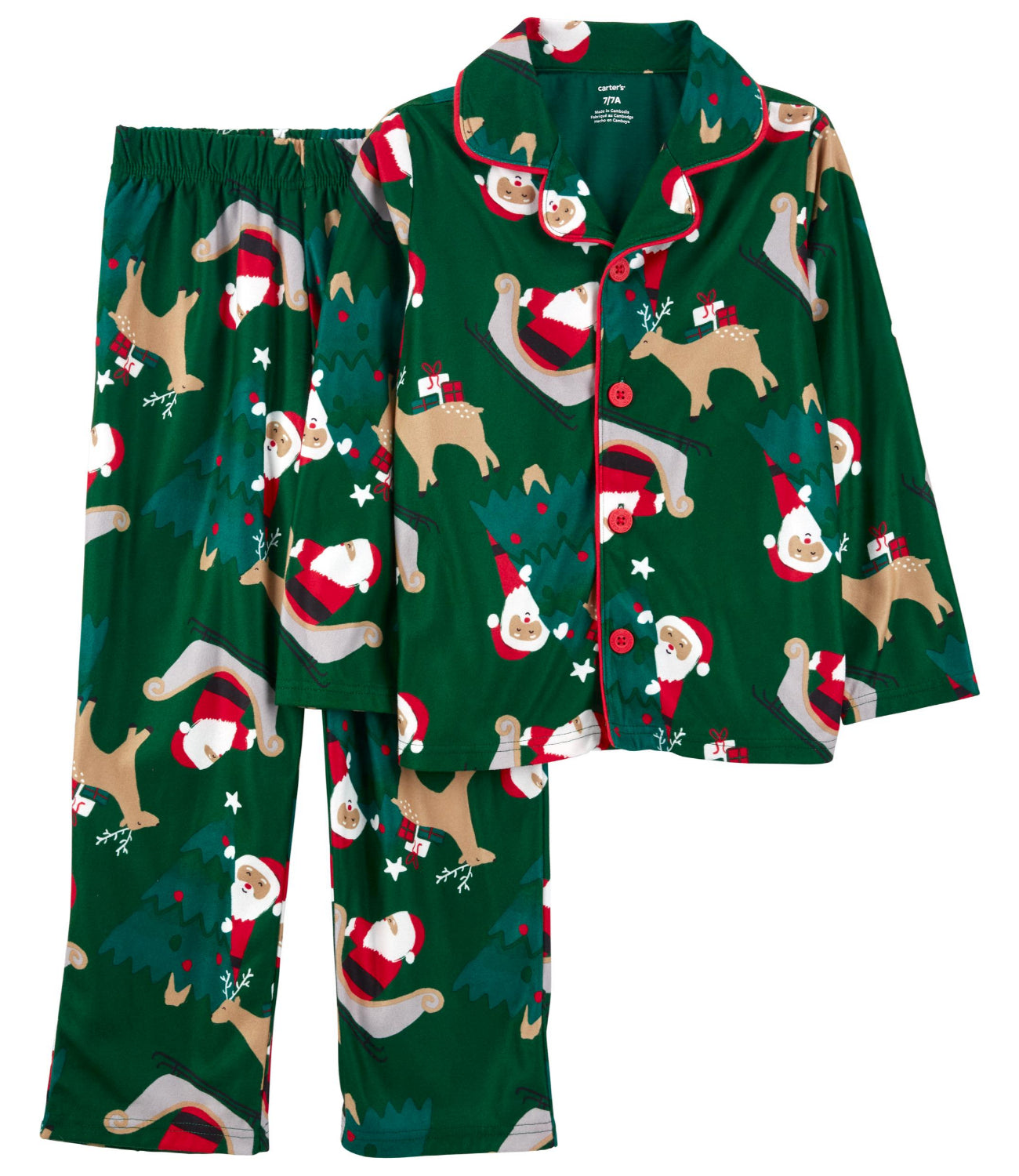 Carters Boys 4-14 2-Piece Santa Coat-Style PJs