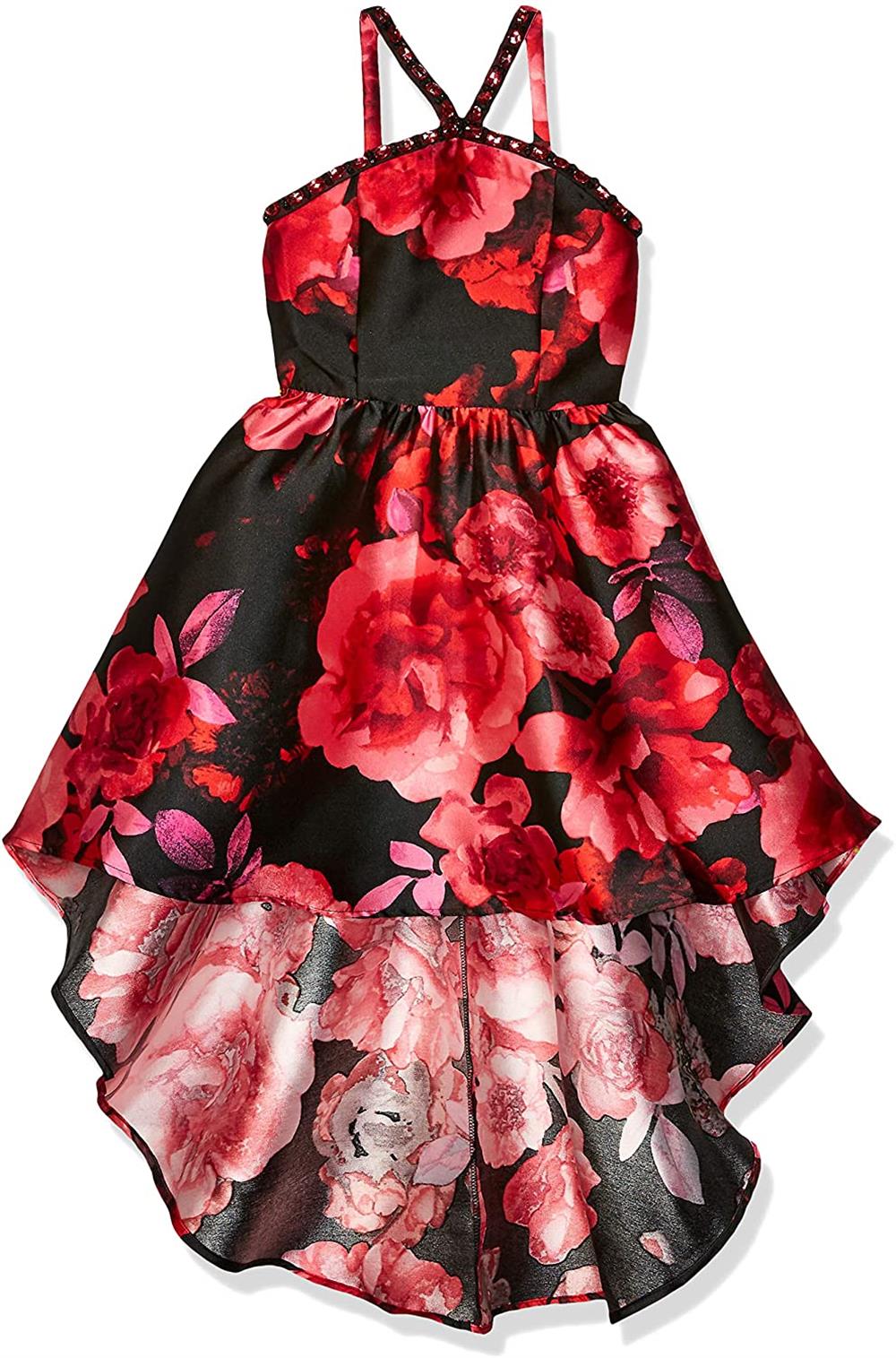 Speechless Bead Strap High Low Floral Dress