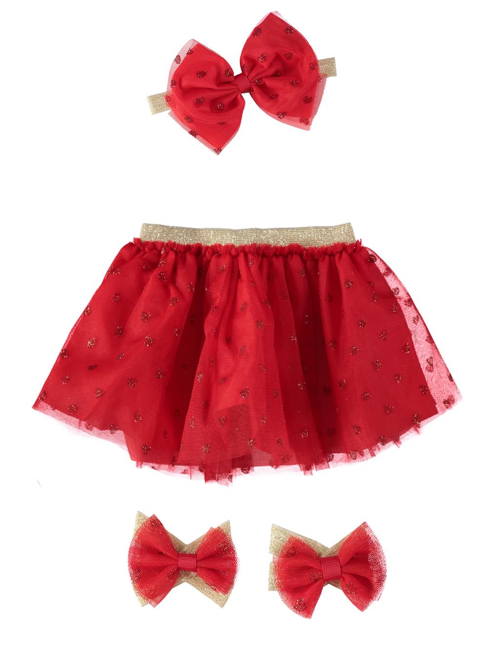 Little Cuties Girls NB Heart Tutu, Headwrap & Footwraps Set