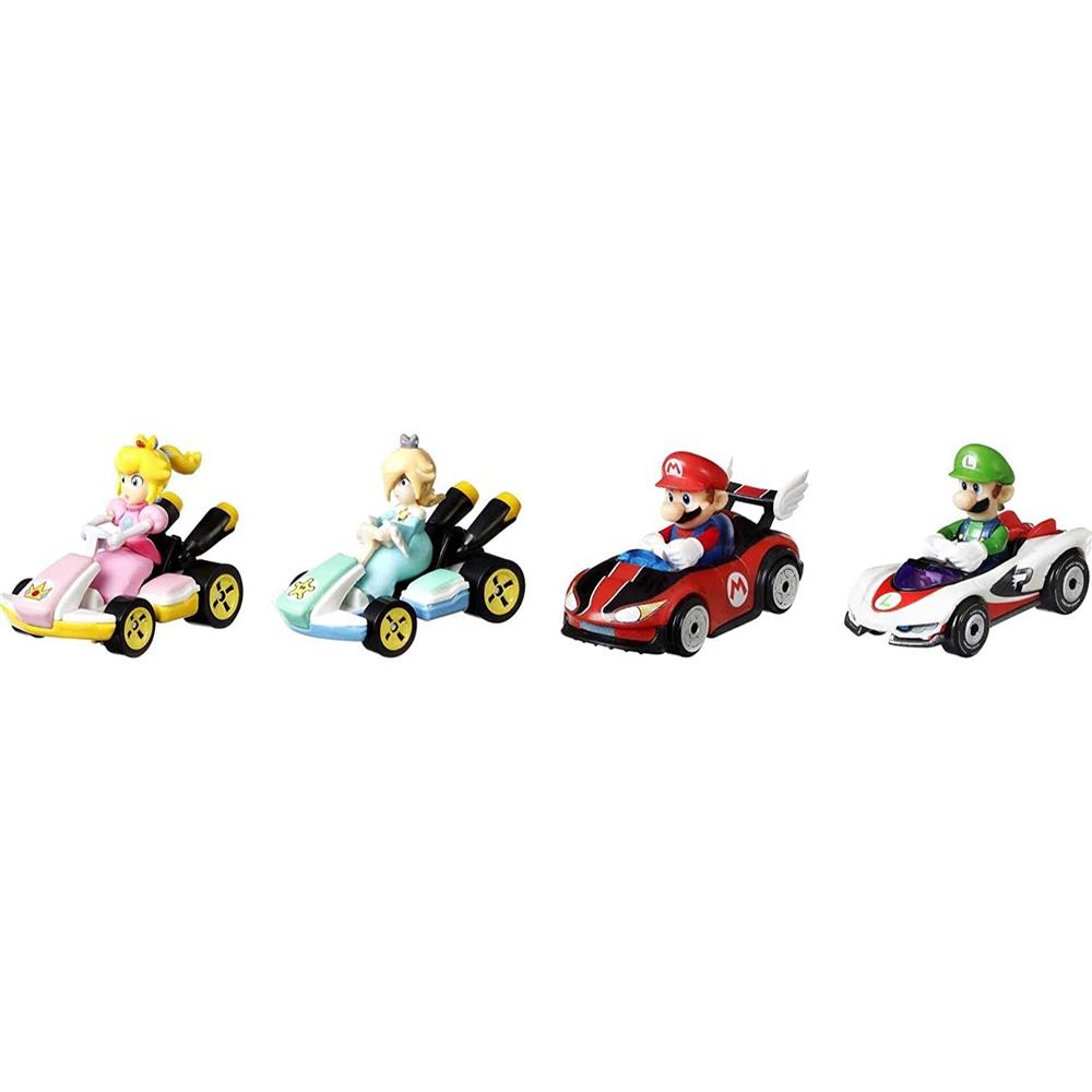 Mattel Hot Wheels Mario Kart Vehicle 4-Pack, Set of 4 Fan-Favorite Characters