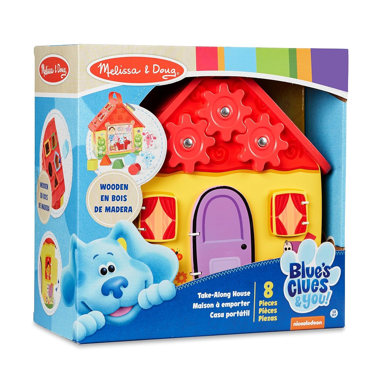 Melissa and Doug Blue's Clues & You! Wooden Take-Along House Shape Sorter Activity Play Set (8 Pieces)