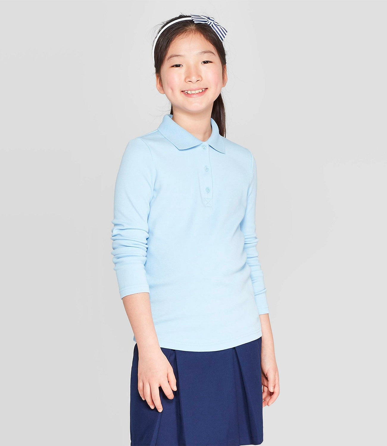 Galaxy Girls 4-6X Long Sleeve Polo School Uniform Shirt