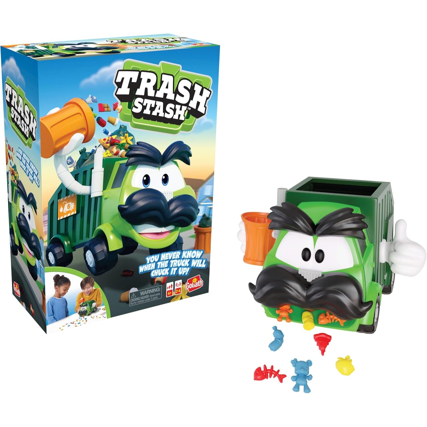 Goliath Trash Stash Game - Fill Trashcan, Watch It Dump Into Garbage Truck Or Truck Chucks It Up