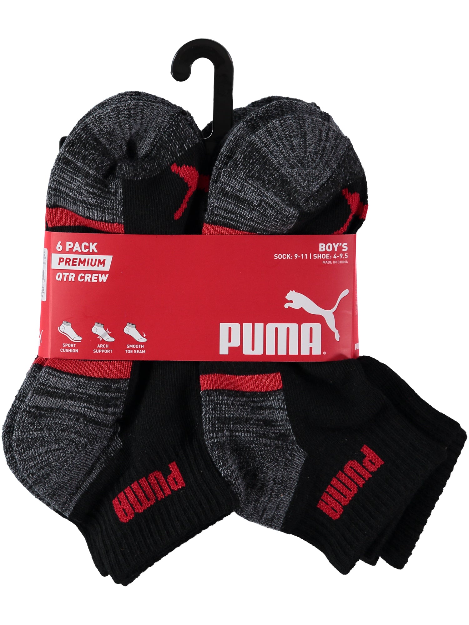 Puma Premium Cushion Quarter Crew Sock - 6 Pack