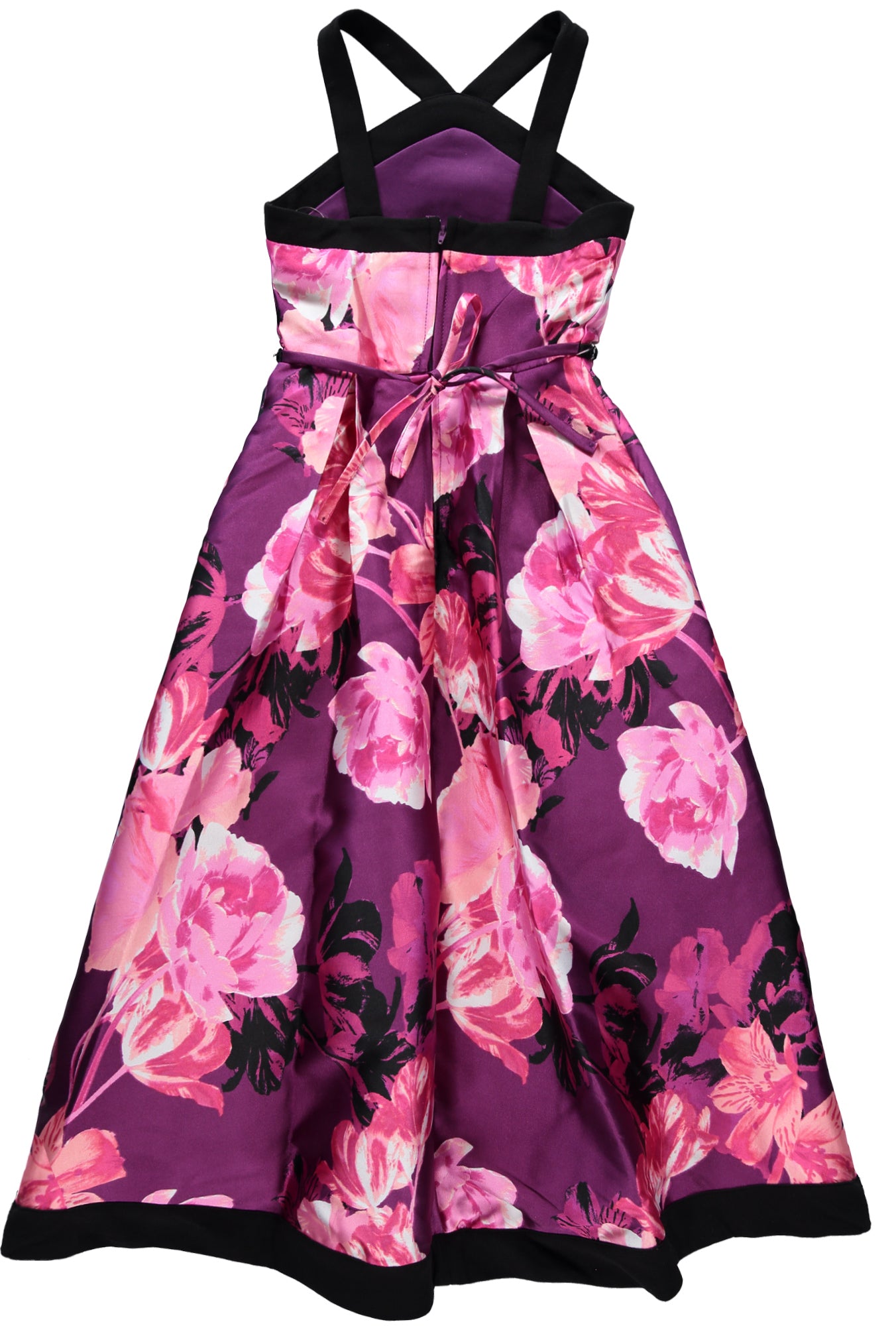 Speechless Full Length Floral Jewel Waist Tier Dress