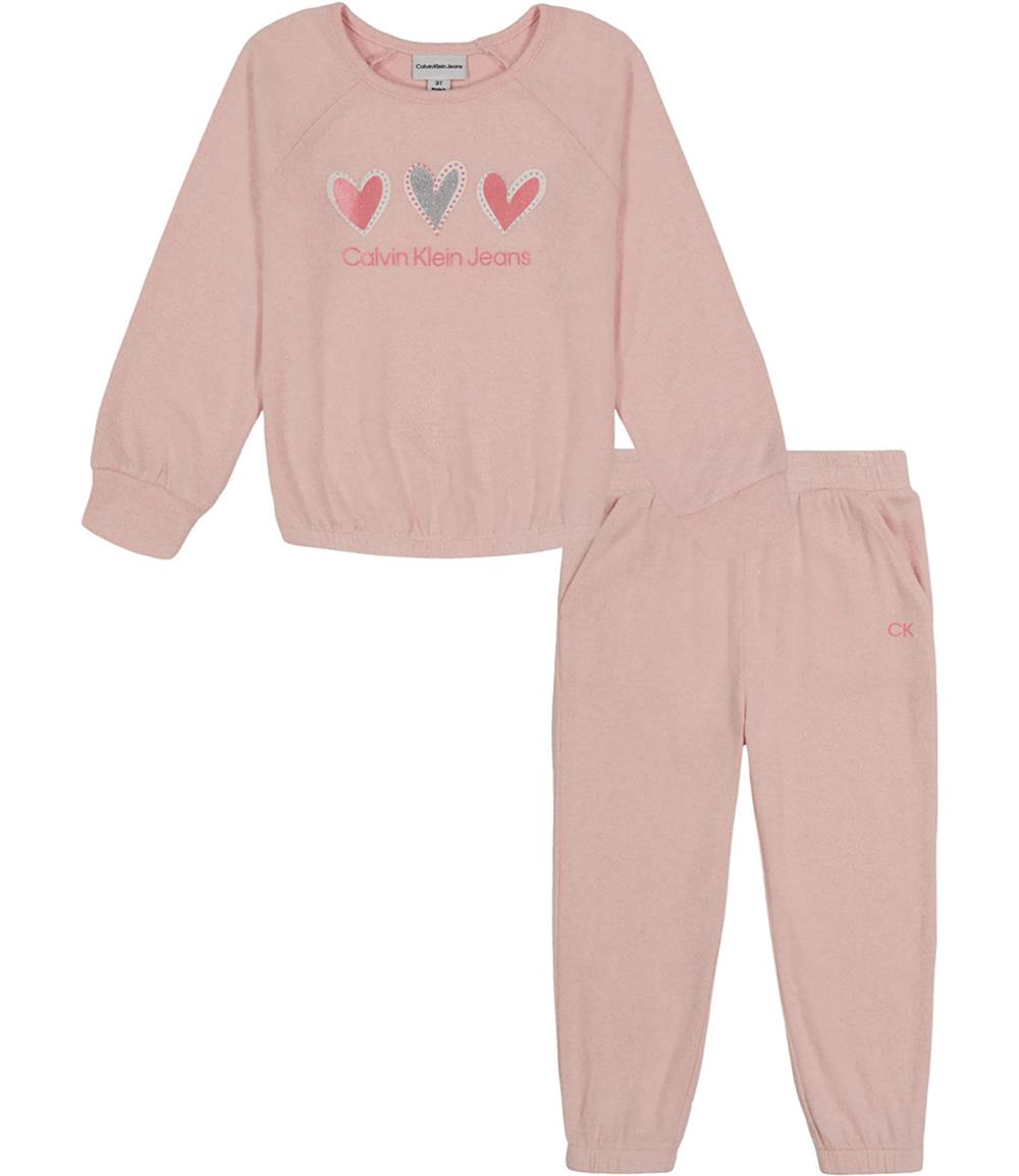 Calvin Klein Girls 2T-4T 2-Piece Heart Jogger Set