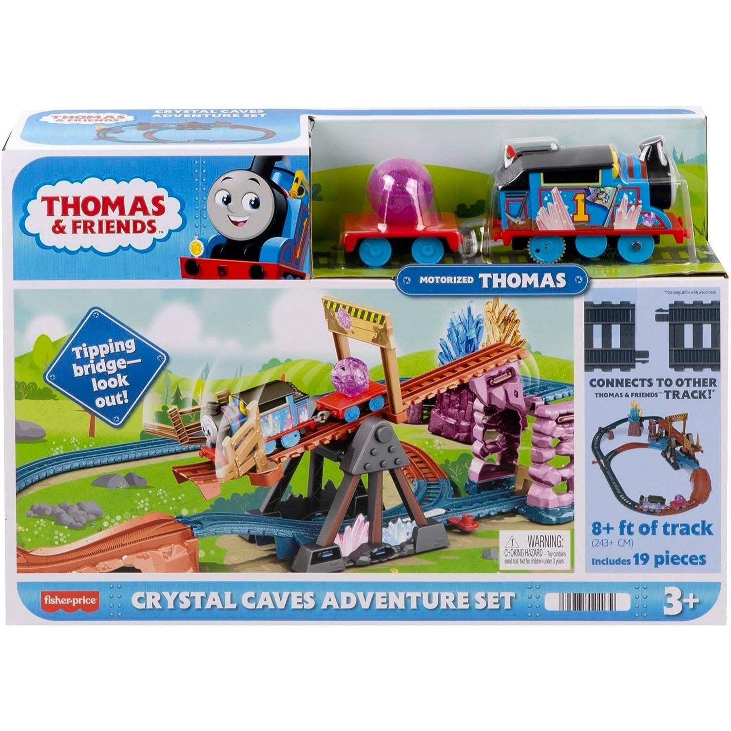 Fisher Price Thomas & Friends Crystal Caves Adventure Set With Motorized Thomas Train & 8 Ft Of Track