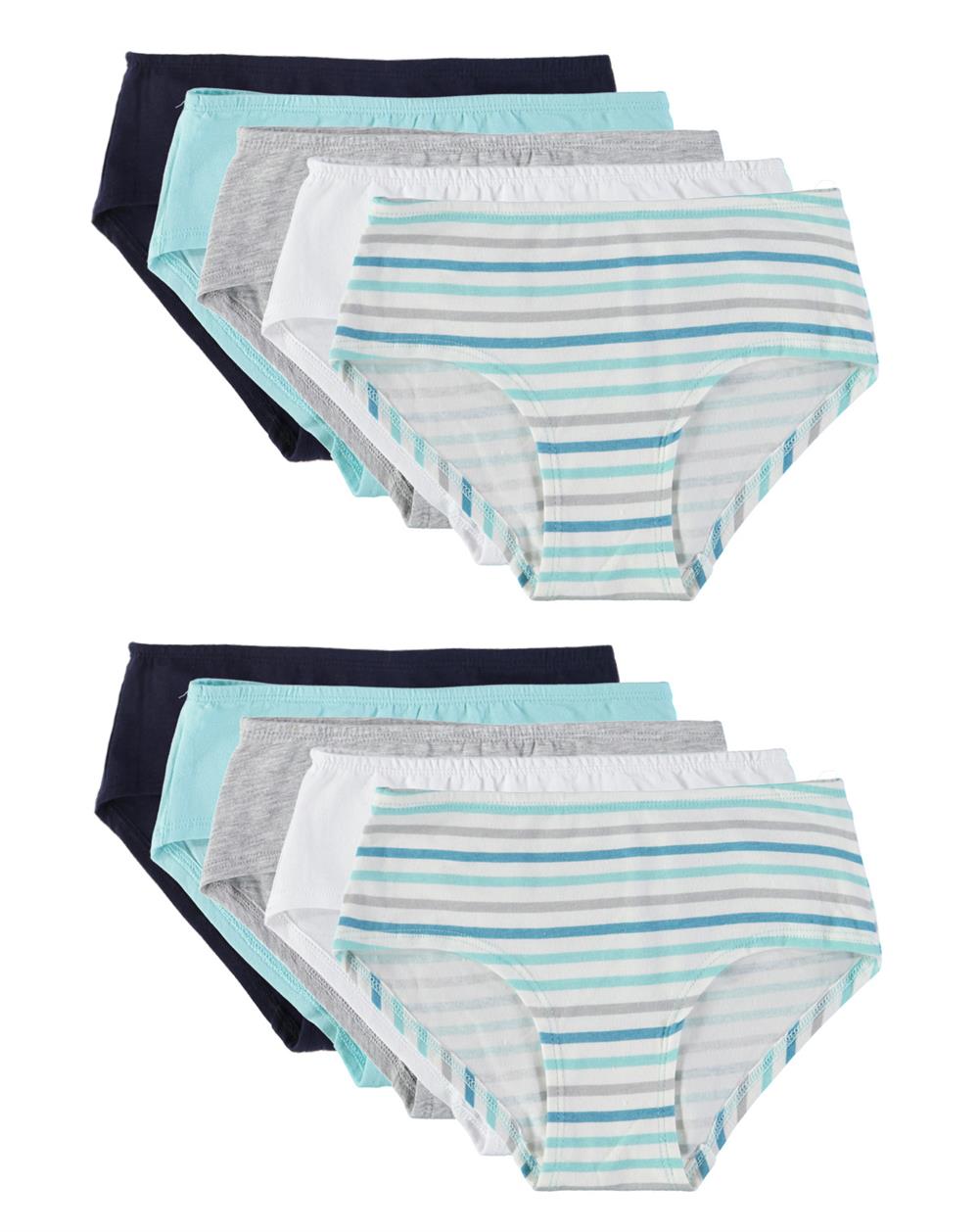 Cyndeelee Girls 7-14 Cotton Hipster Brief 10-Pack Panty