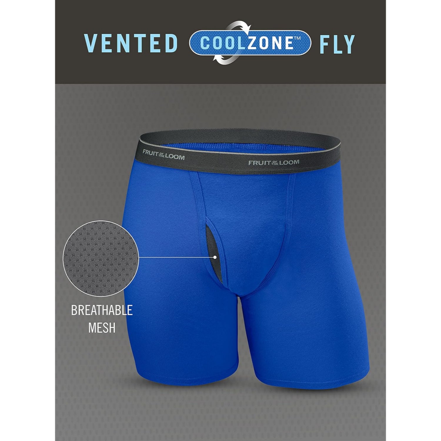 Fruit of the Loom Mens Coolzone Fly Boxer Briefs, 5-Pack (Assorted Colors)