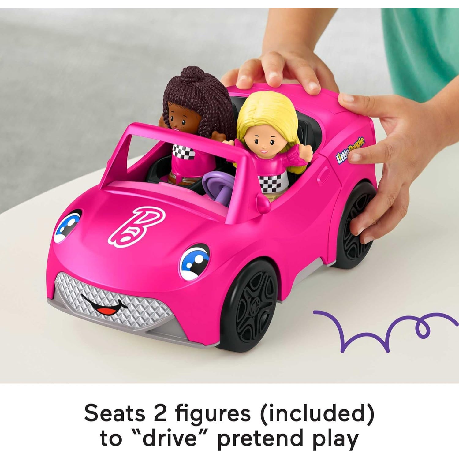 Fisher Price Little People Barbie Convertible Toy Car With Music Sounds & 2 Figures For Toddlers