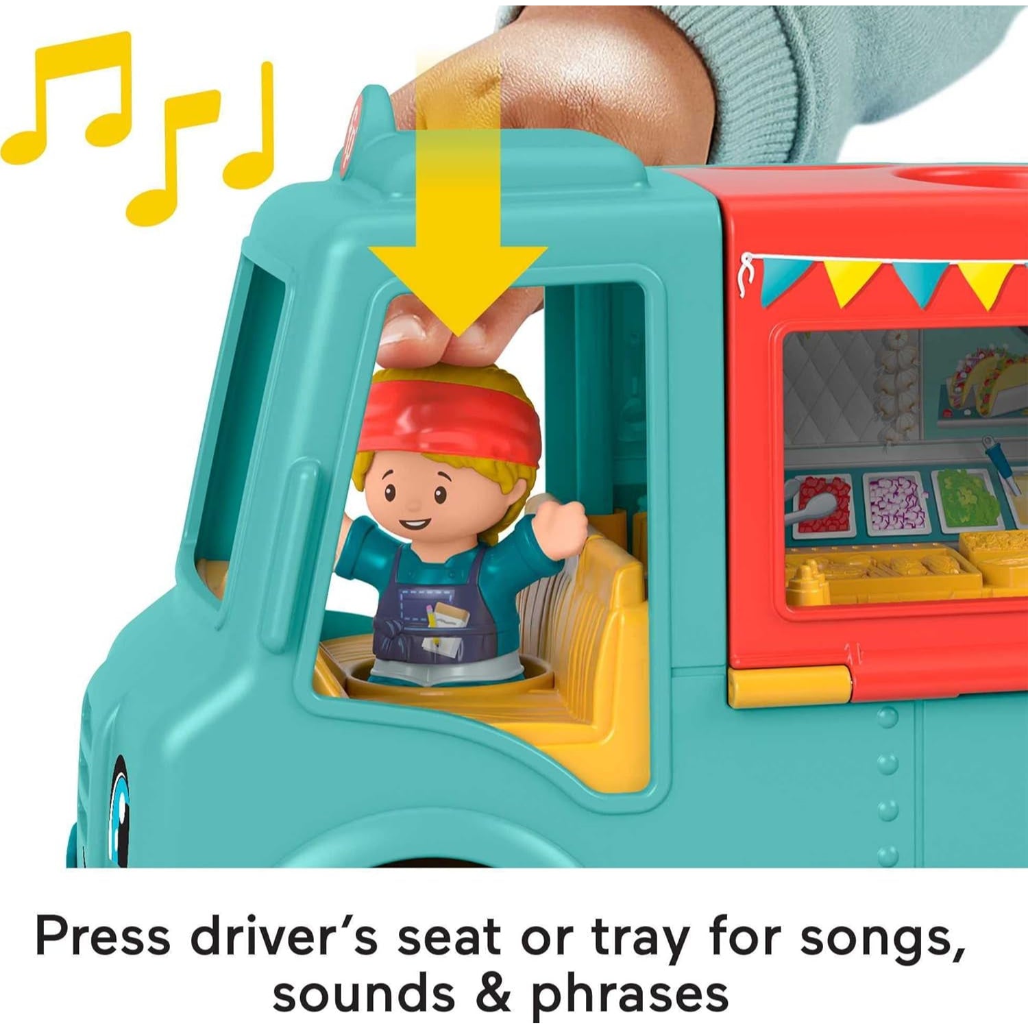 Fisher Price Little People Food Truck Toy With Music Sounds And 2 Figures, Toddler Pretend Play