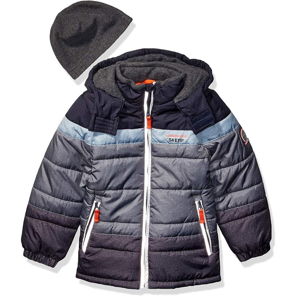 London Fog Boys Colorblock Puffer Jacket Hat