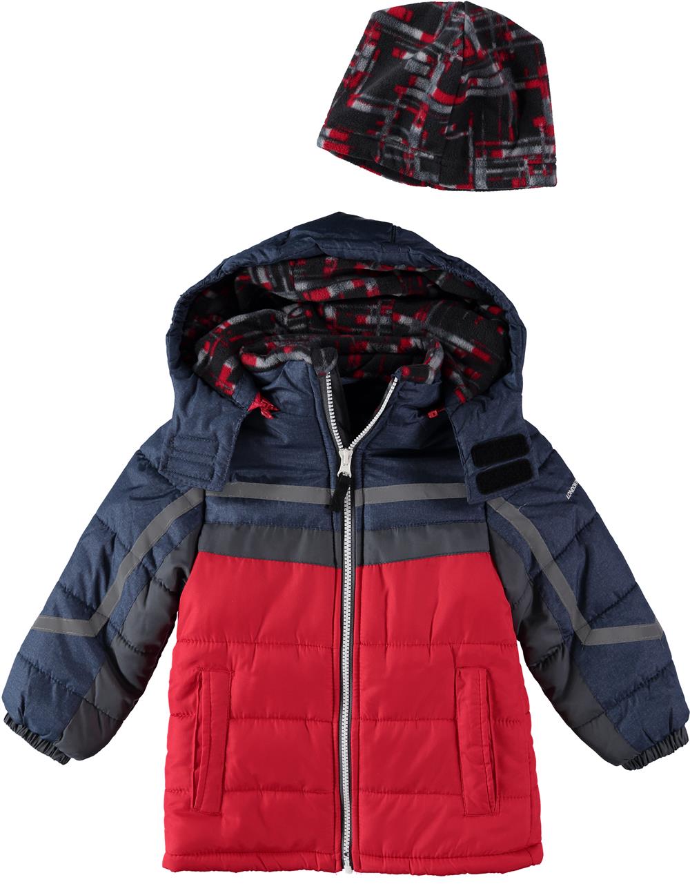 London Fog Active Stripe Puffer Jacket with Ski Cap