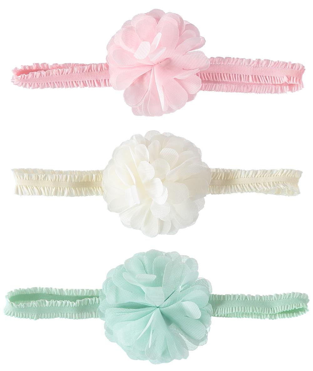 So Dorable 3 Piece Chiffon Flower Ruffle Headwrap