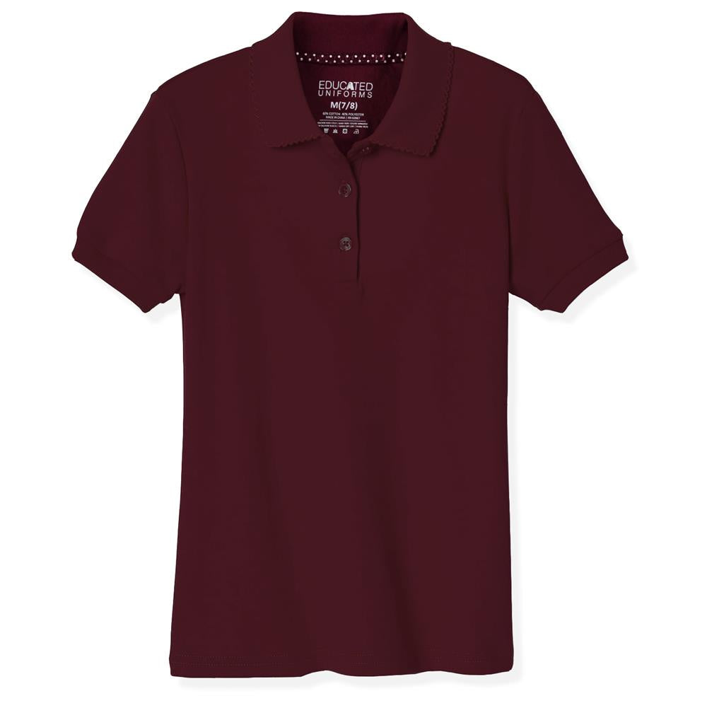 Educated Uniforms Girls 4-20 Short Sleeve Pique Polo Shirt