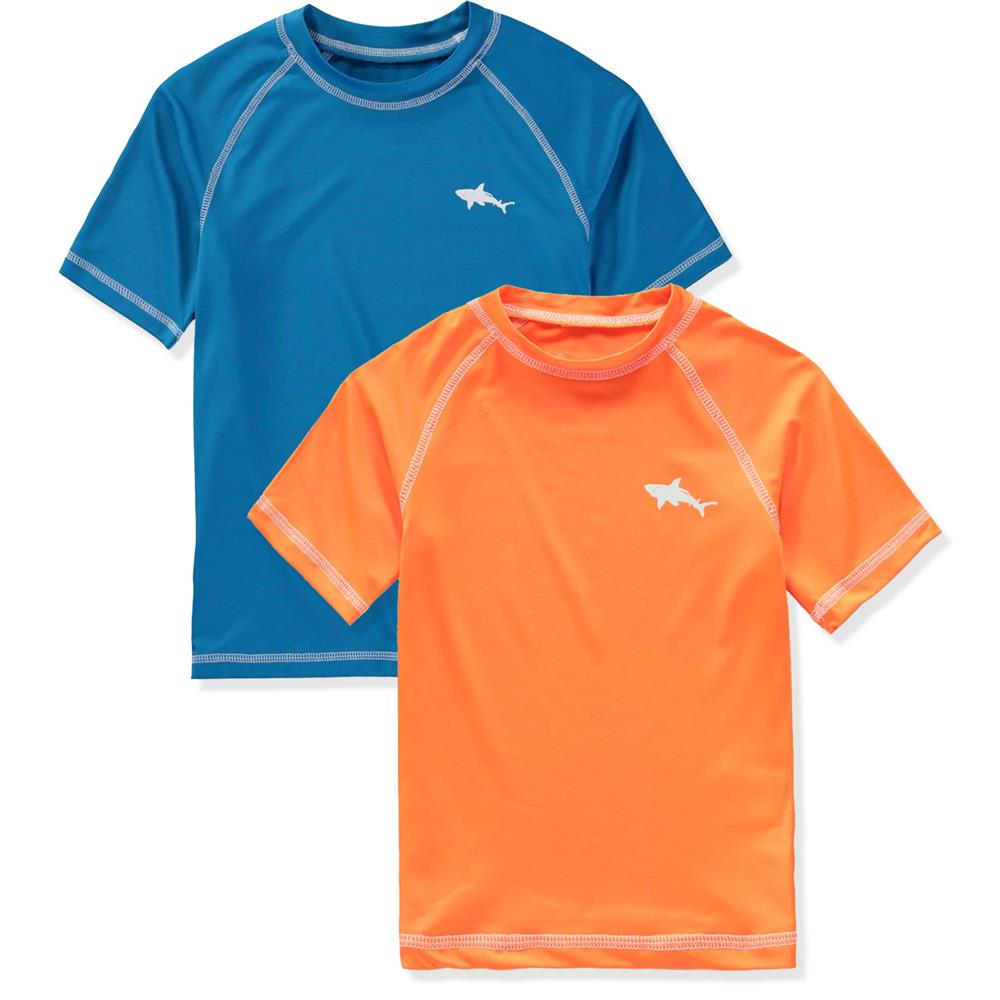 Big Chill Boys 8-20 Shark Rash Guard Short Sleeve, 2-Pack