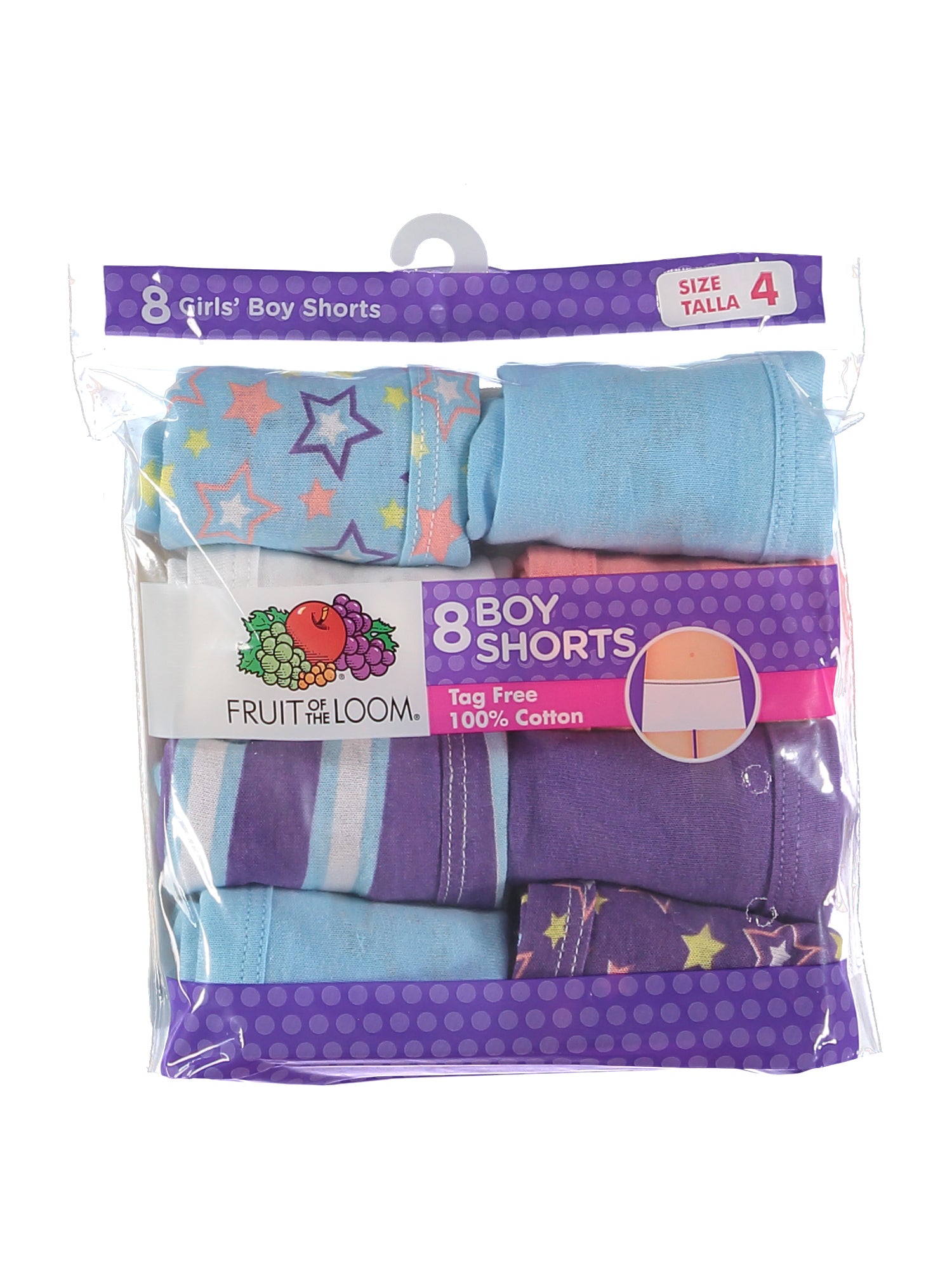 Fruit of the Loom Girls 7-16 Boyshort 8-Pack