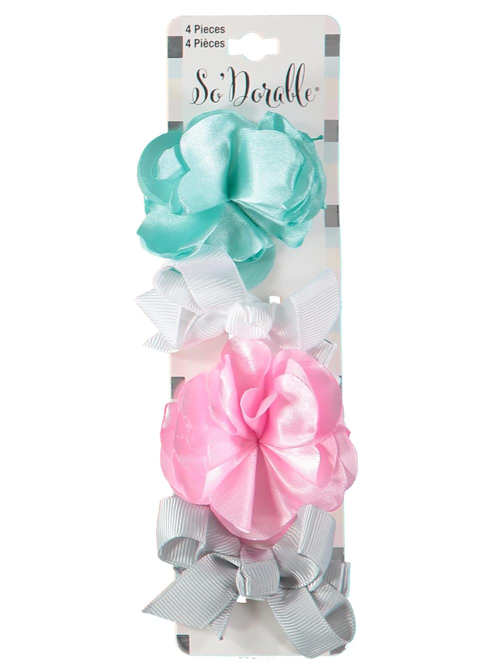 So Dorable 4 Piece Flower & Bow Clip Barrette