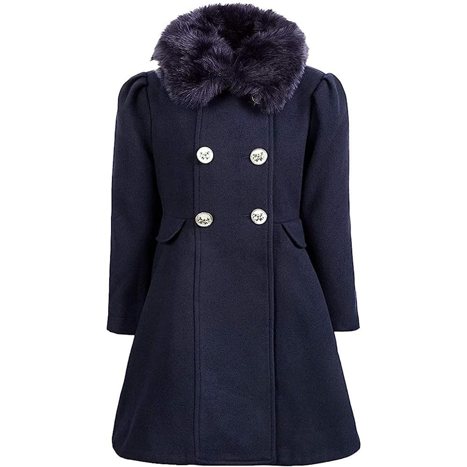 Rothschild Girls 7-20 Princess Faux Wool Coat with Faux Fur