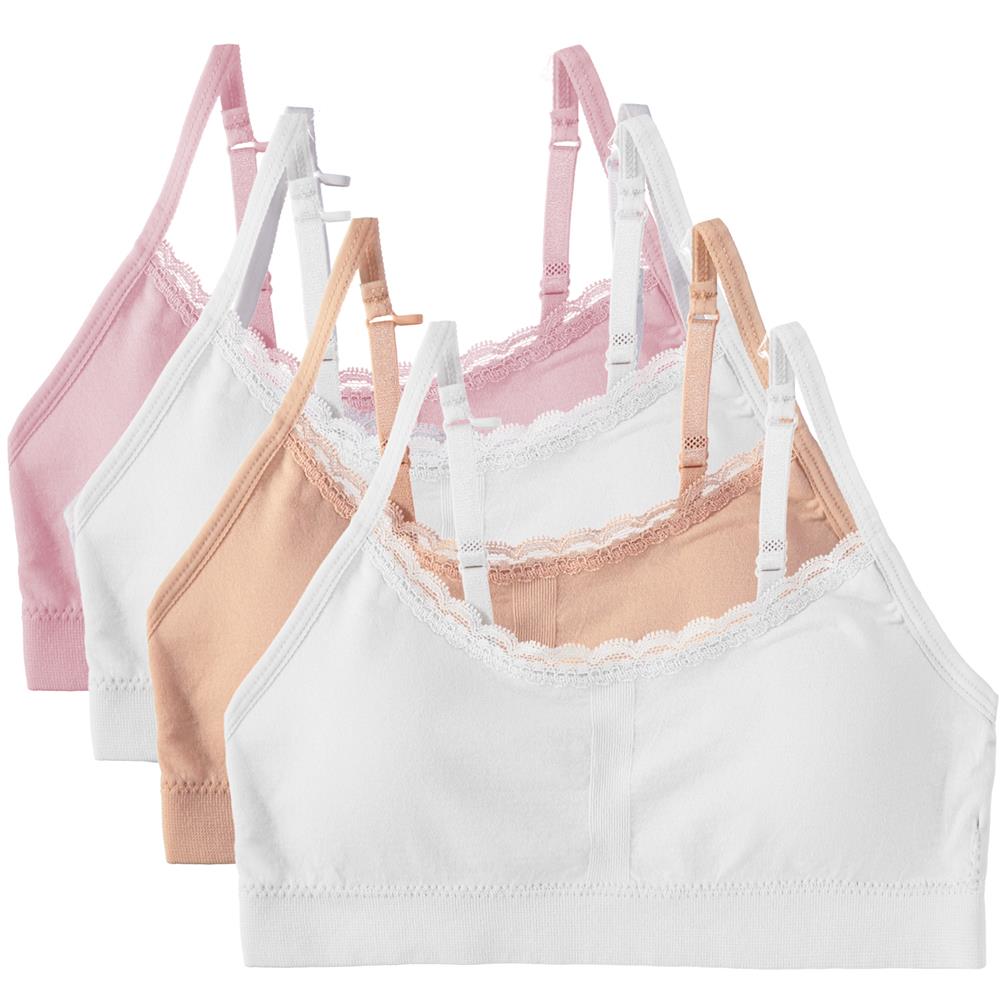 Cyndeelee Girls 7-16 Sabrina Lace Padded Training Bra, 4-Pack