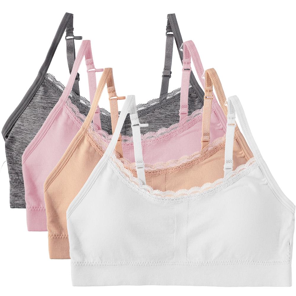 Cyndeelee Girls 7-16 Sabrina Lace Padded Training Bra, 4-Pack