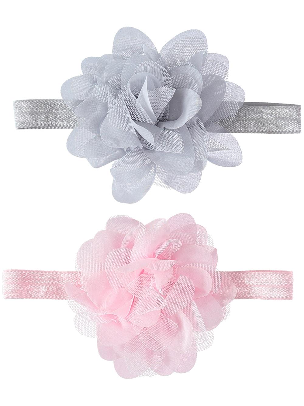 So Dorable 2 Piece Chiffon Flower Headwrap, Pink/Grey